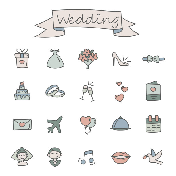 可爱的手绘图标集图片下载