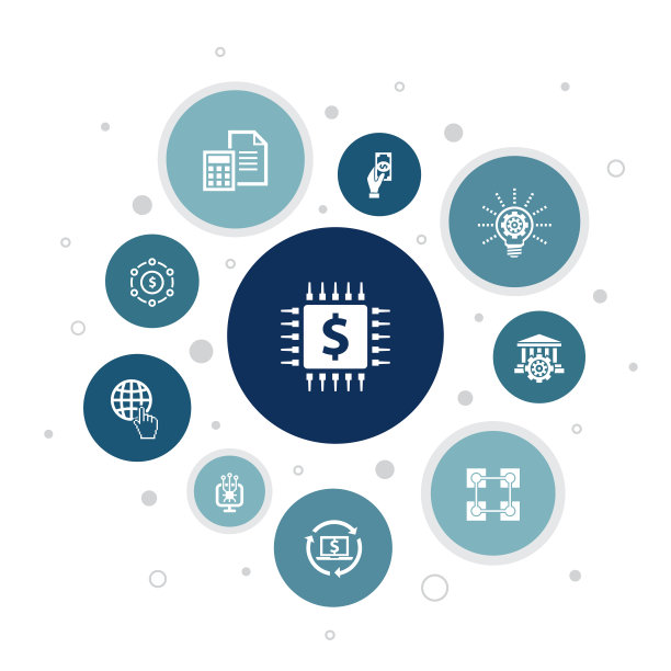 fintech信息图10步像素设计。金融，科技，区块链，创新，简单图标图片下载