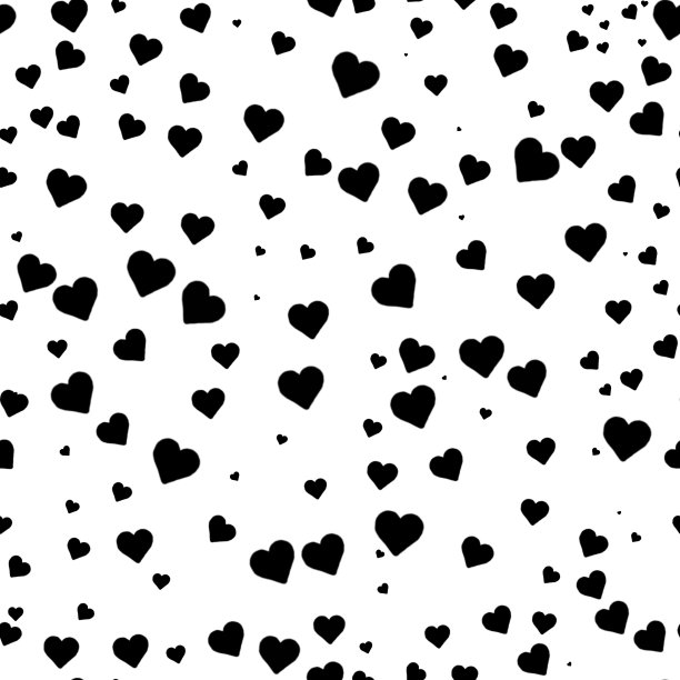 从白色背景上的黑心无缝模式。情人节图片下载