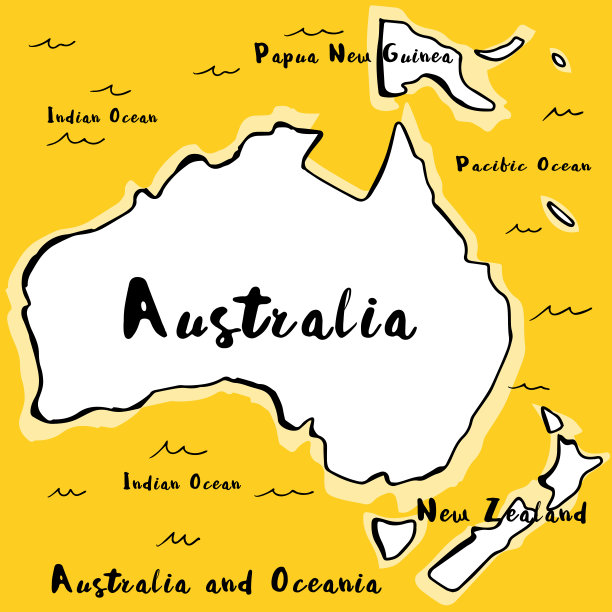 澳大利亚和大洋洲地图，矢量插图图片下载