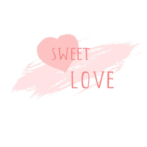 手绘文字“SWEET LOVE”和Grunge风格爱心矢量插画图片下载