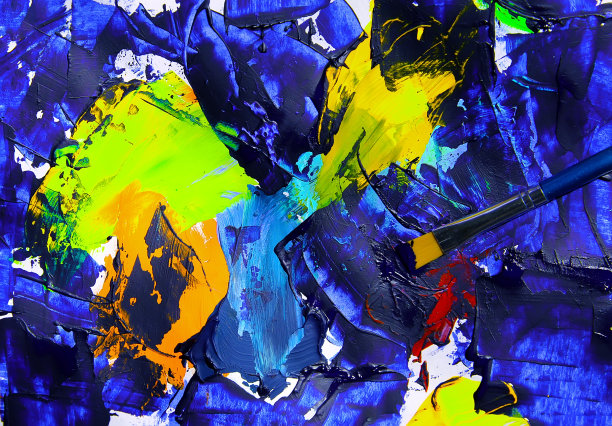 特写画笔和调色板的背景。图片下载