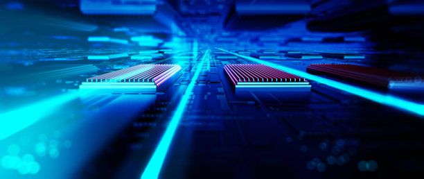 印刷电路板未来的服务器。三维渲染图片下载