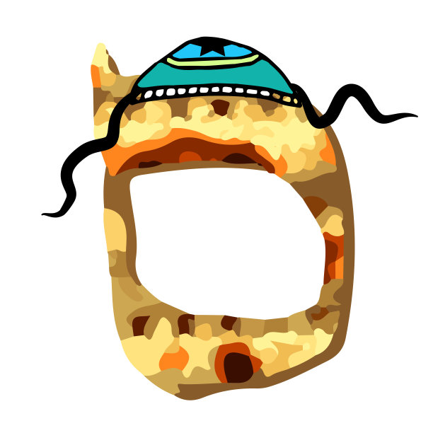 希伯来语字体与 Matzo 纹理。犹太小圆帽和步伐中的希伯来语字母。逾越节字母表。逾越节 matzo。矢量插图，背景已隔离。图片下载