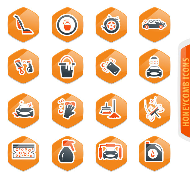 洗车淋浴服务图标集图片下载