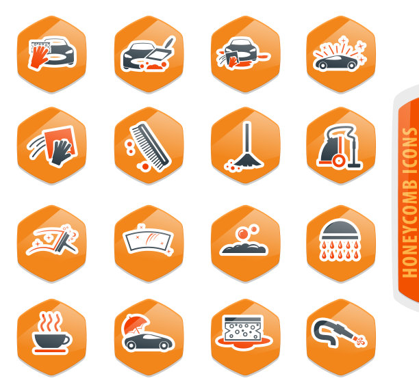 洗车淋浴服务图标集图片下载