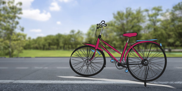 手绘自行车插图图片下载