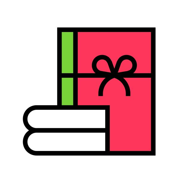 书为礼物矢量插图，填充风格图标图片下载