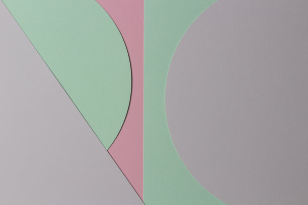 抽象彩色纸纹理背景。最小的几何形状和线条柔和的粉红色，灰色，浅蓝色和绿色的颜色图片下载