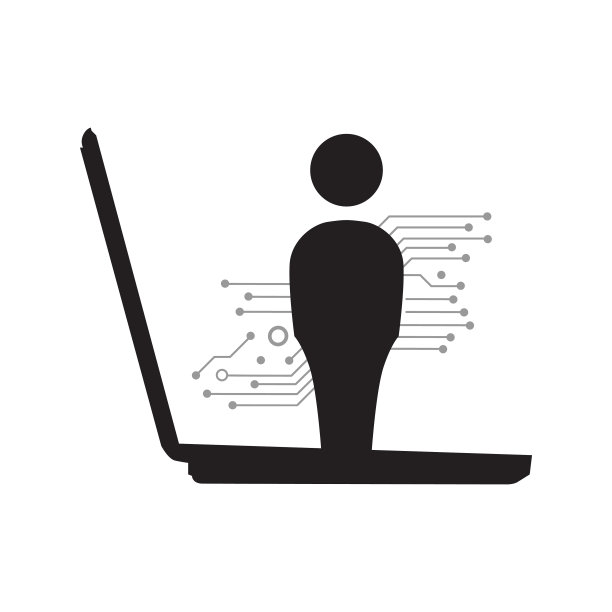 抽象的人，电路板和笔记本电脑图片下载