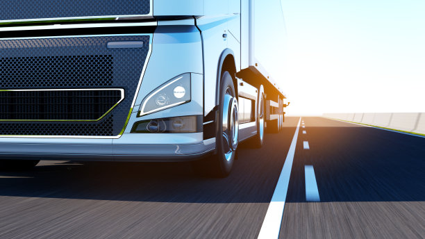 带拖车的半卡车在路上行驶图片下载