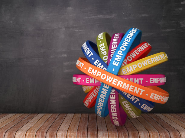 圆形丝带与赋权字- 3D渲染图片下载