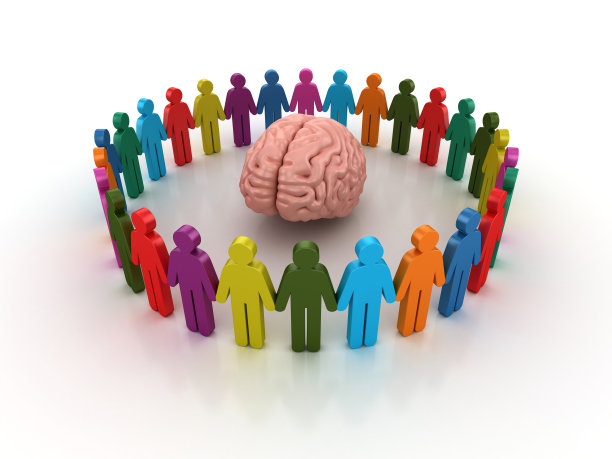 象形文字团队与大脑- 3D渲染图片下载