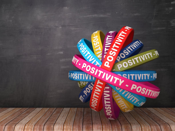 圆形丝带与积极性字- 3D渲染图片下载