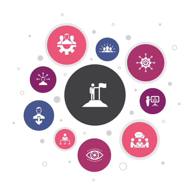 领导力信息图10步泡泡设计。责任、激励、沟通、团队合作图片下载