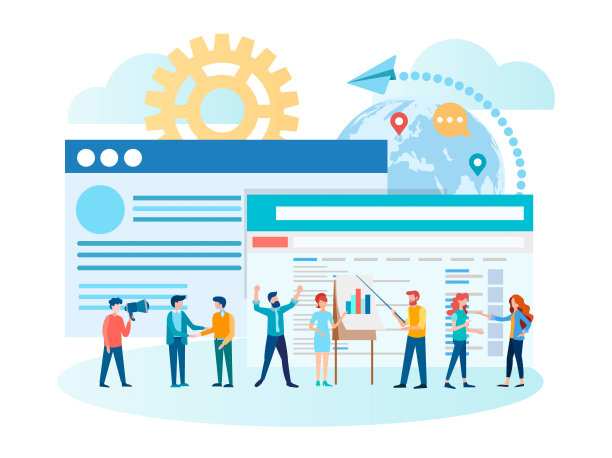 在一个大型公司的概念矢量插图团队工作图片下载