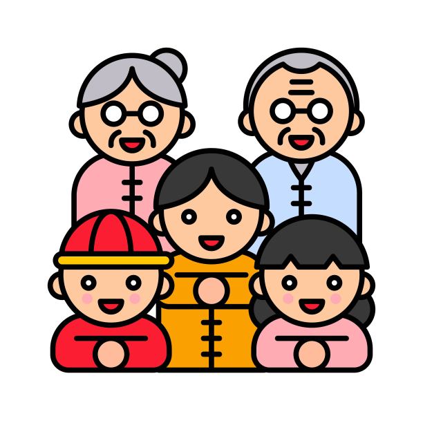 中国家庭问候向量，中国新年充满图标图片下载
