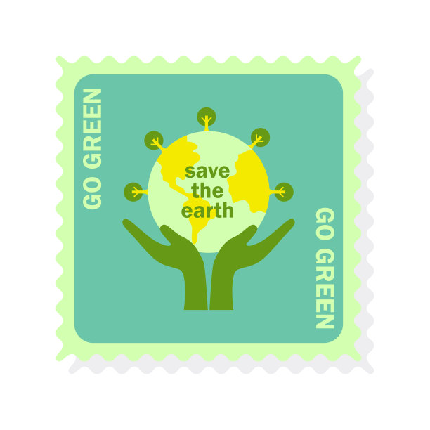 去绿色邮资孤立的白色背景。矢量图图片下载