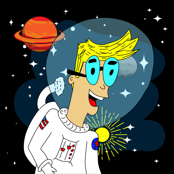 宇航员在太空与行星和恒星图片下载