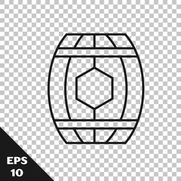 木桶与蜂蜜图标隔离在透明的背景。矢量图图片下载