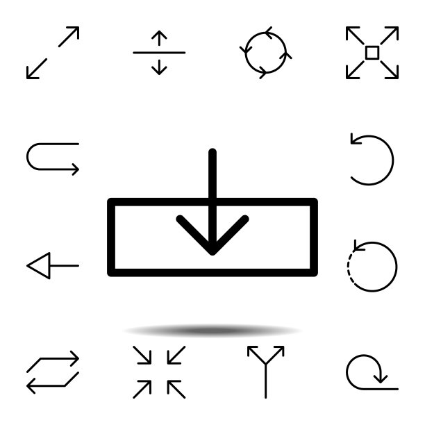箭头下载图标：用于UI和UX的细线条轮廓矢量元素图片下载