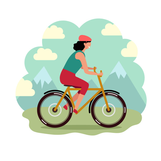 年轻女子在山里骑自行车图片下载