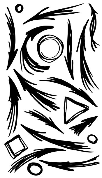 箭头，指针和几何形状手绘。孤立在白色背景上。图片下载