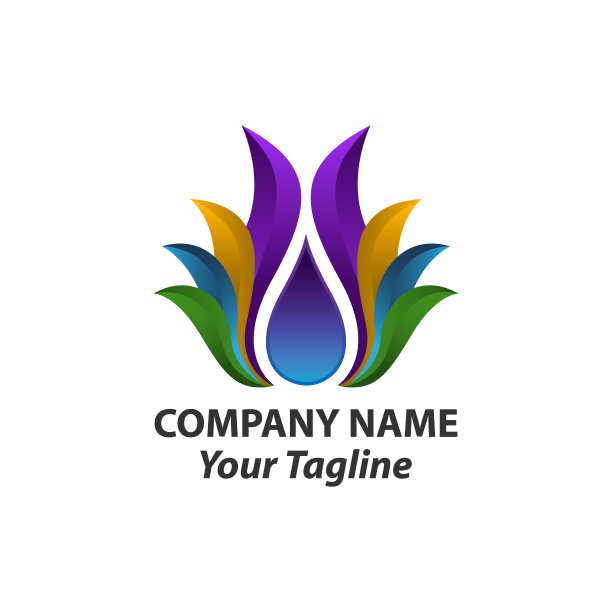 莲花瑜伽标志设计灵感丰富多彩。冥想莲花瑜伽标志设计。自然健康健康健身和瑜伽标志设计图片下载