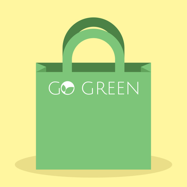去绿色购物袋孤立的白色背景图片下载