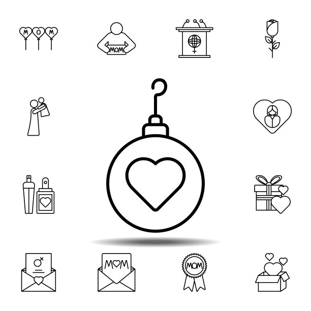 妇女节，气球图标。简单的细线，妇女节的轮廓矢量元素，8个3月图标设置的用户界面和用户体验，网站或手机应用图片下载