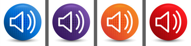 音量扬声器图标抽象半色调圆形按钮设置图片下载