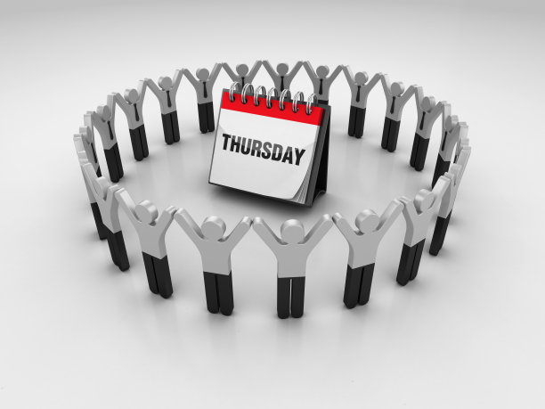 象形文字团队与周四日历- 3D渲染图片下载