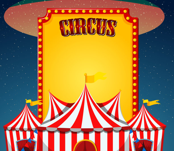 马戏团标志模板与马戏团帐篷的背景图片下载