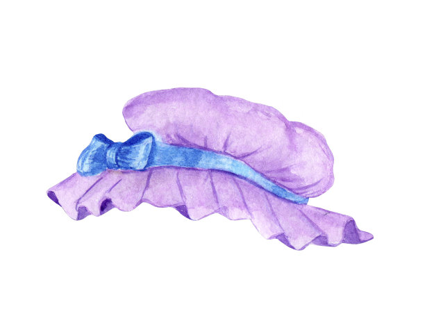 淡紫色有蓝色镶边的帽子。图片下载