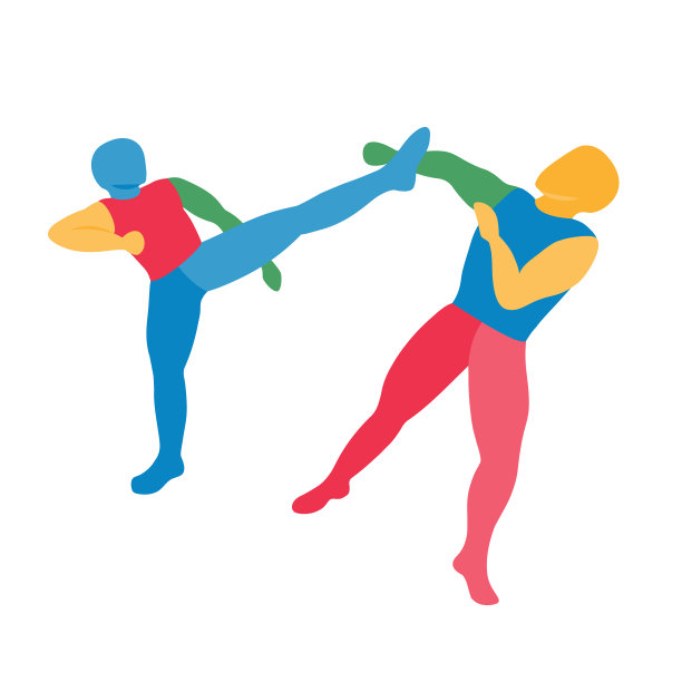 抽象武术家剪影图标插画图片下载