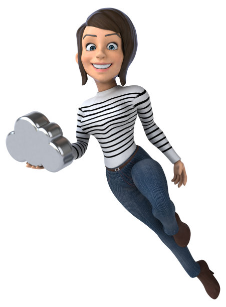 有趣的3D卡通休闲角色女人图片下载