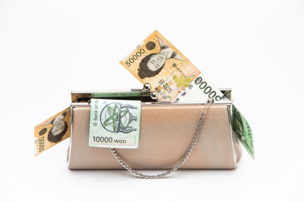 韩国传统钱包里有白色的现金图片下载