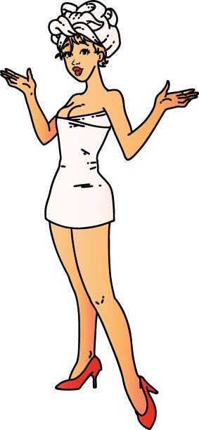 一个穿着毛巾的美女纹身图片下载