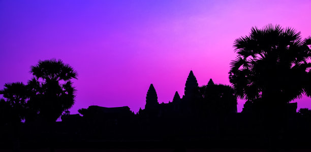 吴哥寺正面剪影图片下载