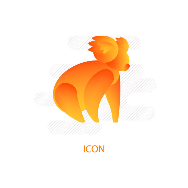 树袋熊的剪影在梯度颜色风格。矢量图标。图片下载