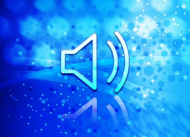 音量扬声器图标抽象浅青蓝六边形图案背景图片下载