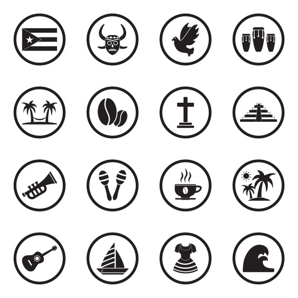 波多黎各图标。圆形的黑色平面设计。矢量插图。图片下载