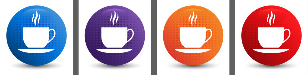 咖啡杯图标抽象半色调圆形按钮设置图片下载