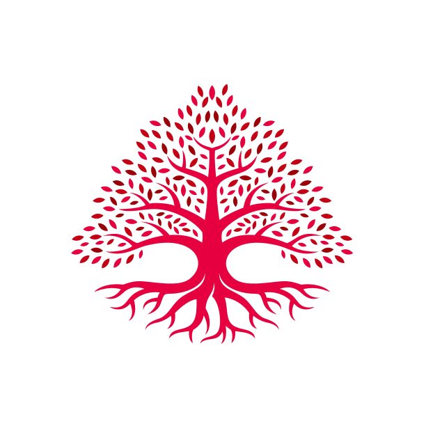 矢量插图橡树红色剪影风格。图片下载