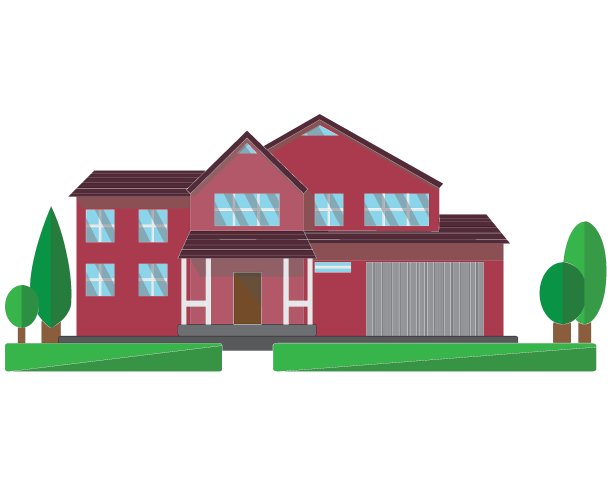 房子平图标。矢量插图。传统的房子。家里。平面设计矢量概念插图。-股票矢量的平面风格。每股收益。图片下载