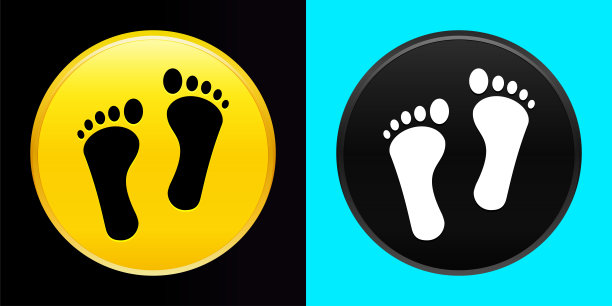 人类两个脚印图标平面专属按钮设置图片下载