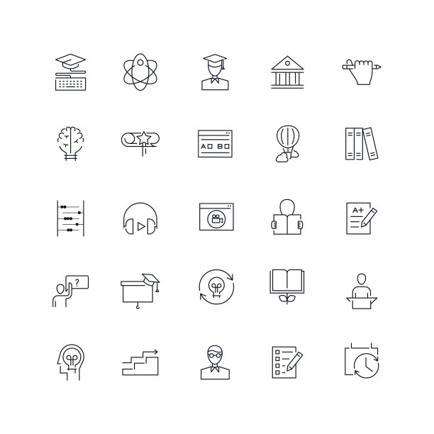行图标集。教育包。图片下载