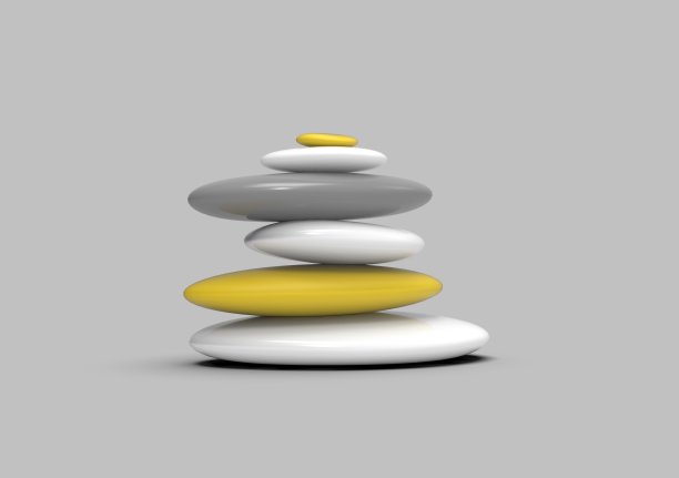 瑜伽石在孤立的白色背景，3D渲染图片下载