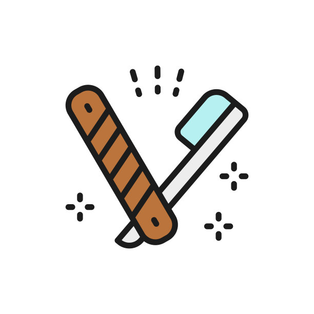 直剃须刀、剃须刀平色线图标。在白色背景上隔离图片下载