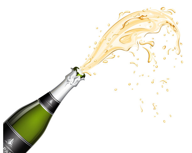 香槟酒瓶爆炸。素材图片